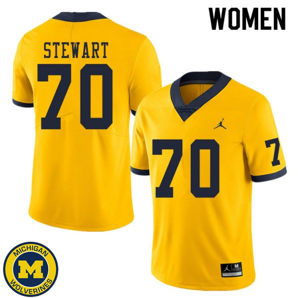 Women Michigan Wolverines #70 Jack Stewart Yellow NCAA Football Jersey